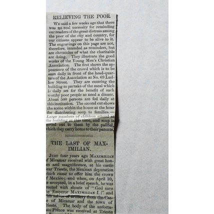 Relieving The Poor - Harper's Weekly, Feb. 29 1868 Original, Story & Two Prints