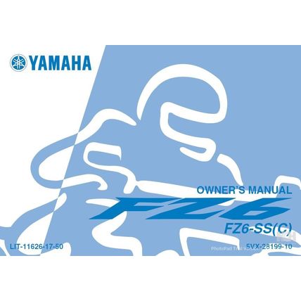 YAMAHA FZ6-SS (C) OWNERS MANUAL MOTORCYCLE 100 PAGES IN ENGLISH