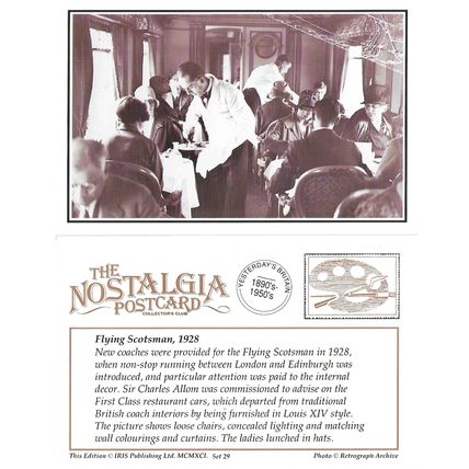 Railway Postcard LNER Flying Scotsman Inside Dining Car 1928 - Nostalgia
