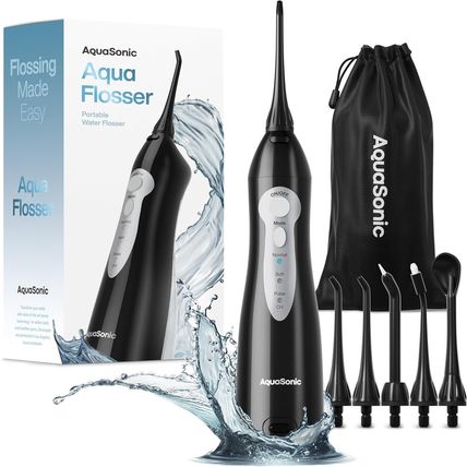 Aquasonic Aqua Flosser - Cordless Rechargeable Water Flosser for Teeth - Waterpr