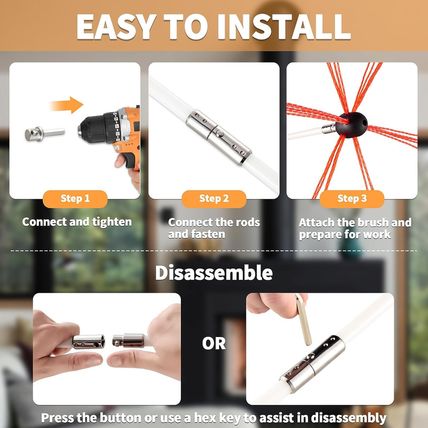 Bluesea 39 Feet Chimney Sweep Kit, Ergonomic Chimney Cleaning System with Strong