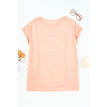 Pink Loose Fit Pockets Short Sleeve Beach Cover Up
