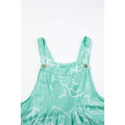 Moonlight Jade Printed Bib Wide Leg Overalls