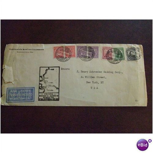 Colombia 1931 SCADTA Air Mail First Flight Cachet NY