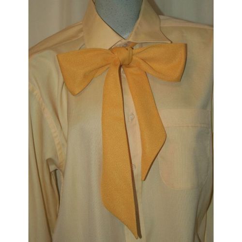 Vintage 1960 1970 Gold Bow Tie Dress Sash Belt New
