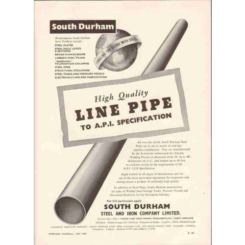 south durham steel iron company 1959 oil gas pipeline pipe vintage ad