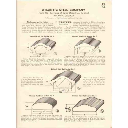 atlantic steel company 1941 dixisteel hand rail vintage catalog
