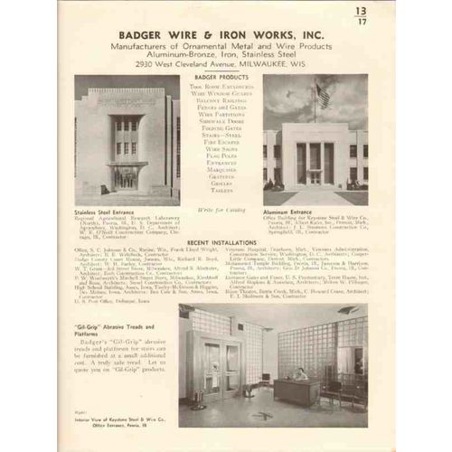 badger wire iron works 1941 ornamental metal entrances vintage catalog