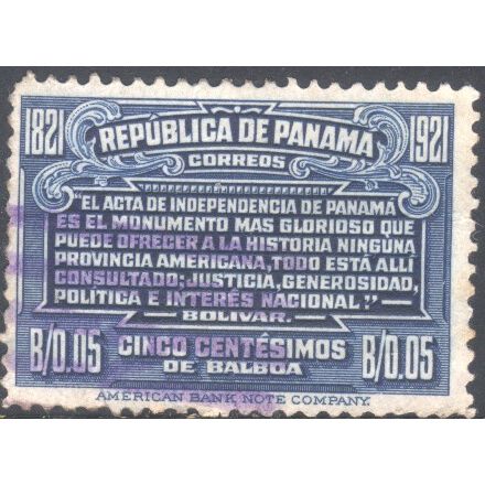 Panama 1921 - SG189 - 5c blue - Bolivar's Speech - used