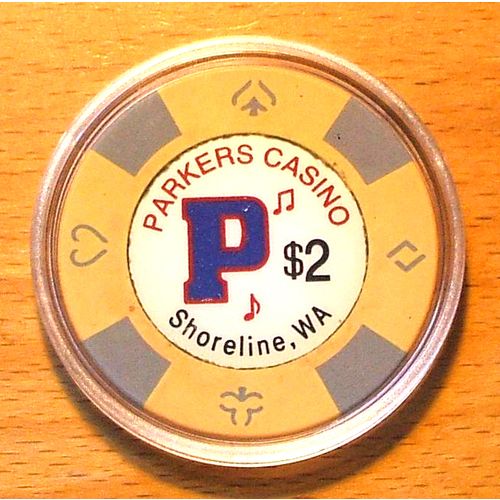 PARKERS $2. Casino Chip - SHORELINE, WASHINGTON - BUD JONES MOLD - 2003