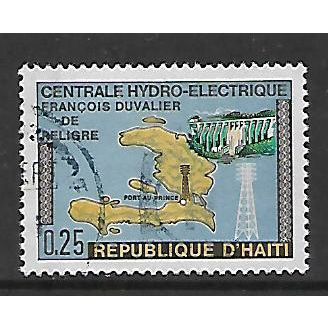 HAITI 1970 CONSTRUCTION OF DUVALIER POWER STATION 25c MAP DAM SG1206 FINE USED