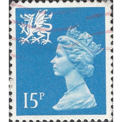 WALES, QE II, Machin, blue 1989, 15p, #5