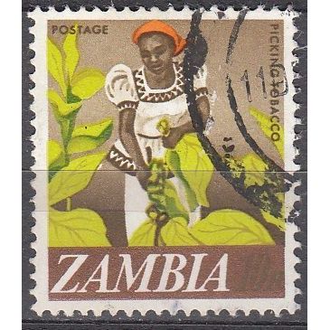 Zambia 1968 Michel 44 O Cote (2002) 0.10 Euro Cueillir du tabac Cachet rond