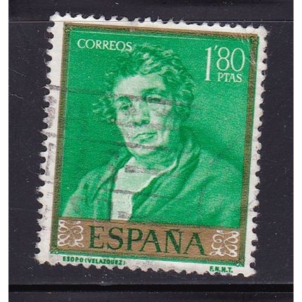 SPAIN 1959 STAMP DAY VELAZQUEZ ARTIST 1.80 PTA VALUE USED