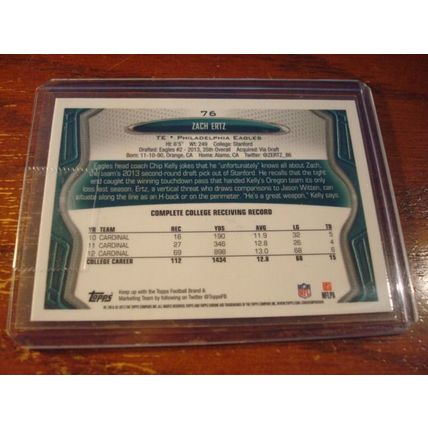2013 Topps Chrome, 2-Rc Cards, ZACH ERTZ Rc, Eagles #76
