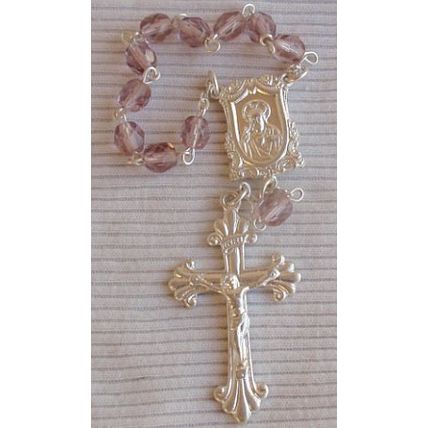 Purple glass beads mini Rosary