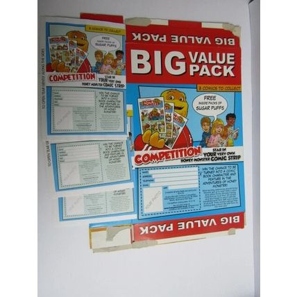 Quaker - Sugar Puffs 2009 Cereal Box Honey Monster Comics Set of 3