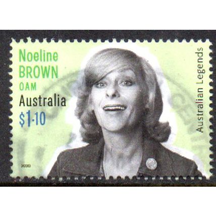 AUSTRALIA: 2020, $1.10 LEGENDS, NOELINE BROWN, USED SHEET PERF STAMP. 607/630