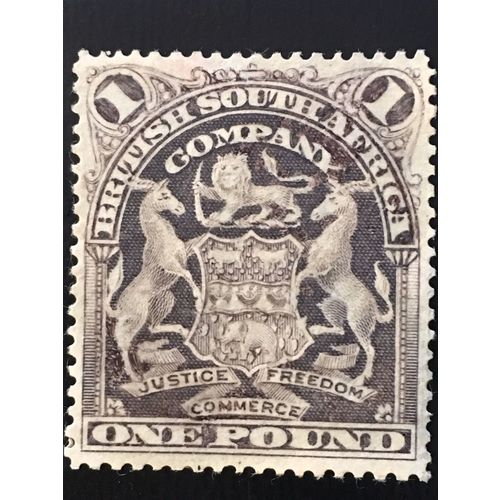 British South Africa Rhodesia 1902 £1 Blackish Purple Mounted Mint SG 90a stamp