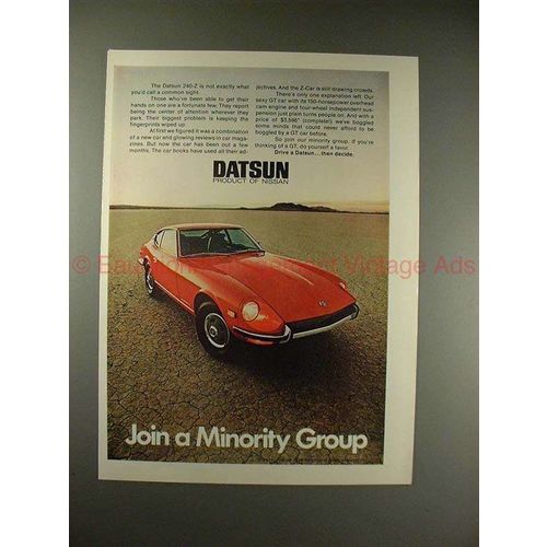 1971 Datsun 240-Z Car Ad - Join a Minority Group!!