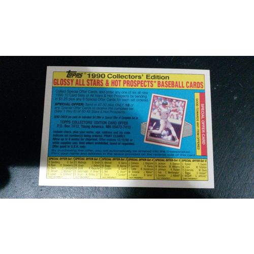 1990 Topps Glossy All Stars & Hot Prospects Advertisement Card Mint (9)