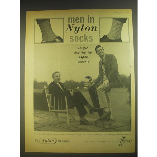 1958 BNS British Nylon Spinners Ad - Men in Nylon socks