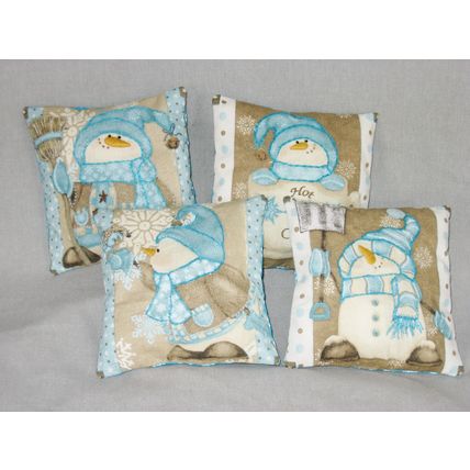 4 Snowman Mini Pillows Ornies Tucks Bowl Fillers Winter Home Decor