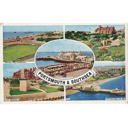 Standard size printed postcard Multiview Portsmouth Southsea Hampshire