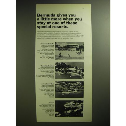 1974 Bermuda Resorts Advertisement - Horizons in Bermuda; Cambridge Beaches