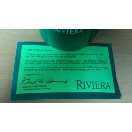 Riviera Cigarettes Green Plastic Mug