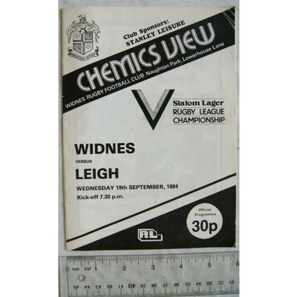 1984 programme Widnes v. Leigh