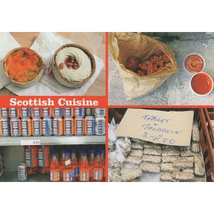 Scottish Food Drink Irn Bru Macaroon Breakfast Comic Postcard