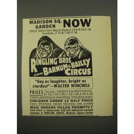 1954 Ringling Bros and Barnum & Bailey Circus Ad - Madison Sq. Garden Now