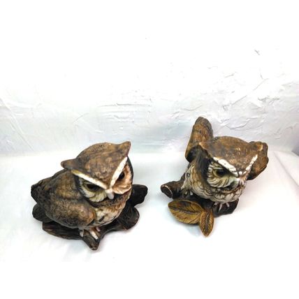 Homco Ceramic/Porcelain Owls pair, 5" tall. #1114 Beautiful/Adorable! Fast Ship!