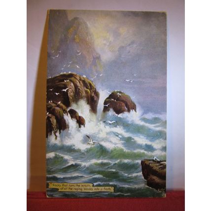 ROUGH SEA used antique postcard by R. Tuck. Oilette c.1906 postmark =