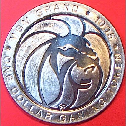 MGM Grand. $1 Casino Token. Las Vegas, NV. Riddick Bowe. J77.