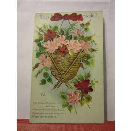 XMAS GREETINGS FROM BROOMHILL, GLASGOW used postcard =