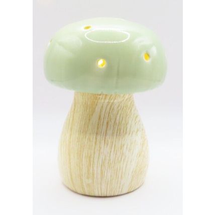 Green Ceramic Mushroom Ornament LED 13.5 CM Light Decor Gift Decor Christmas