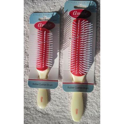 Annie Flare Rubber Cushion Base Hair Brush Stiff Plastic Bristles Denman Wig