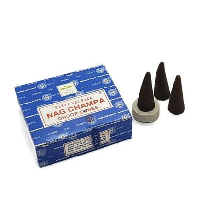 Incense Cones Genuine Original Satya Nag Champa 1 Dhoop Box Incense Cone & Stand