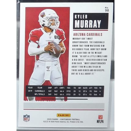 2020 Panini Contenders KYLER MURRAY (Cardinals) base card #98