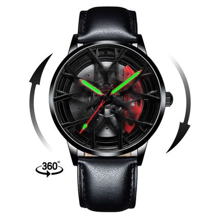 Men's Brake Disc Waterproof Reloj Hub Skeleton Luminous Real Spinning