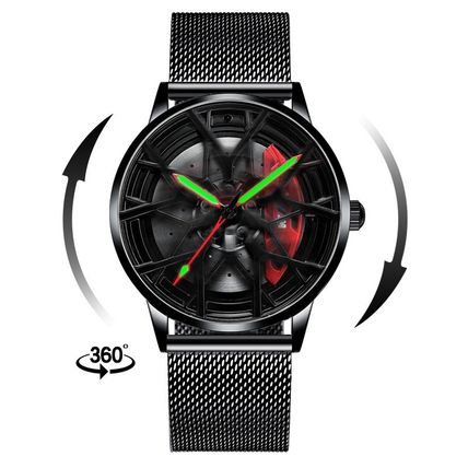 Men's Brake Disc Waterproof Reloj Hub Skeleton Luminous Real Spinning