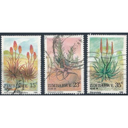 Aloes: 3 Values - Zimbabwe 1988 - F H - SG 734/5 & 738