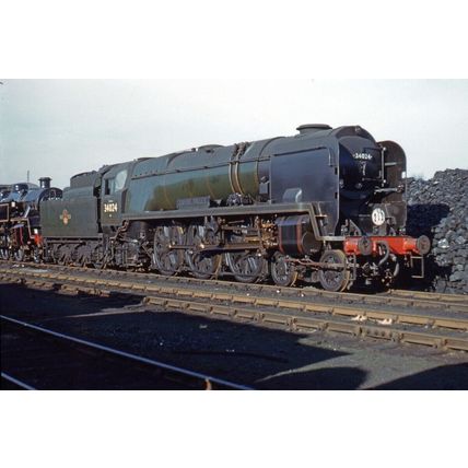 pu2622 - Hampshire - Engine No.34024 at Eastleigh Shed in 1961 - print 6x4