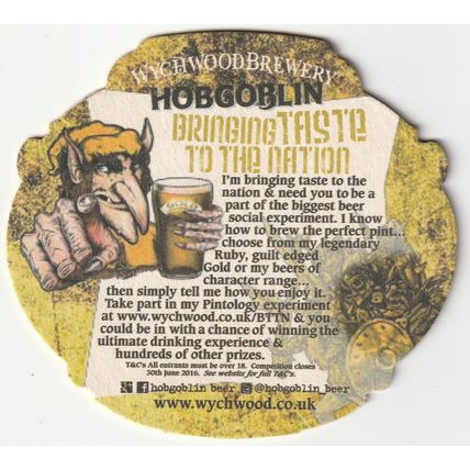 BEER MAT - WYCHWOOD BREWERY - GOLD HOBGOBLIN - (Cat No 045) - (2013)
