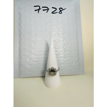 Bomb Party Sz8 Revealed BP Ring Jewelry RBP Flower, Green/Rainbow Gem Rhodium P