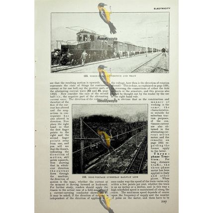 Three Phase Locomotive & Train, Book Illustration, c1907