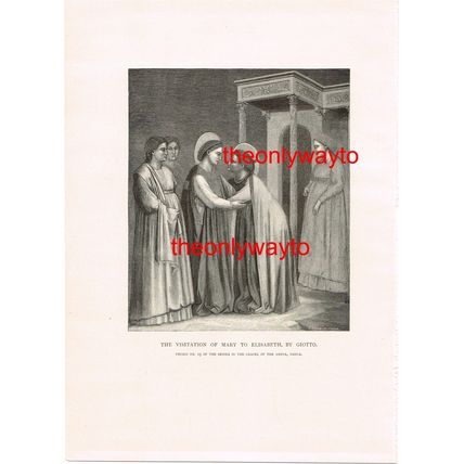 THE VISITATION OF MARY TO ELIZABETH, BY GIOTTO, T COLE BOOK ILLUSTRATION, c1910