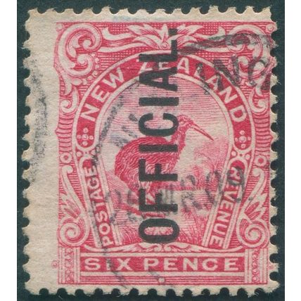 New Zealand 1908 6d pink Perf 14x13, 13½ Official SGO71 used